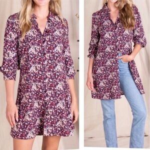 Natural Life Twiggy Burgundy Floral Mini Dress Size Large